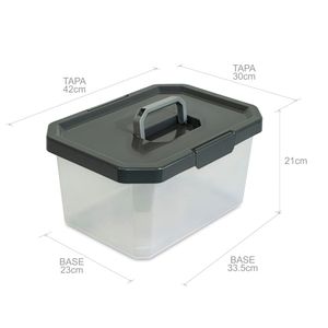 Caja Organizadora Estrabox con Manija 16L Natural-Gris