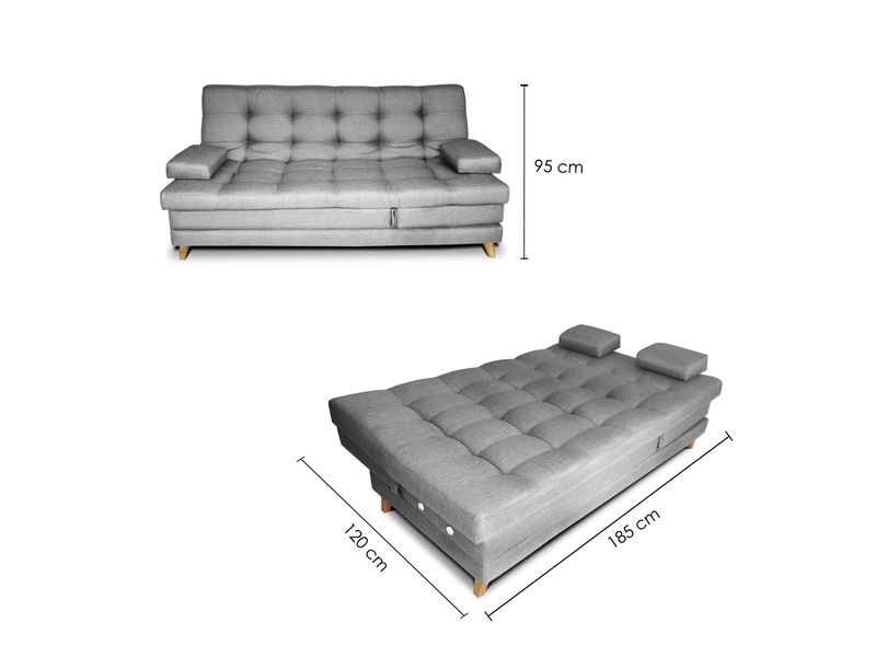 Sofá cama extensible 3 plazas con capota ratán sintético gris vidaXL802751