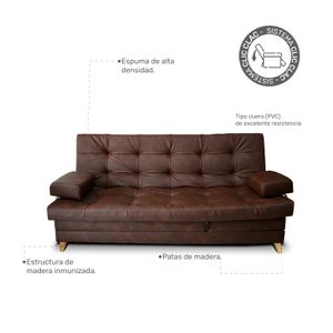 Sofa Cama Suave tipo cuero marron