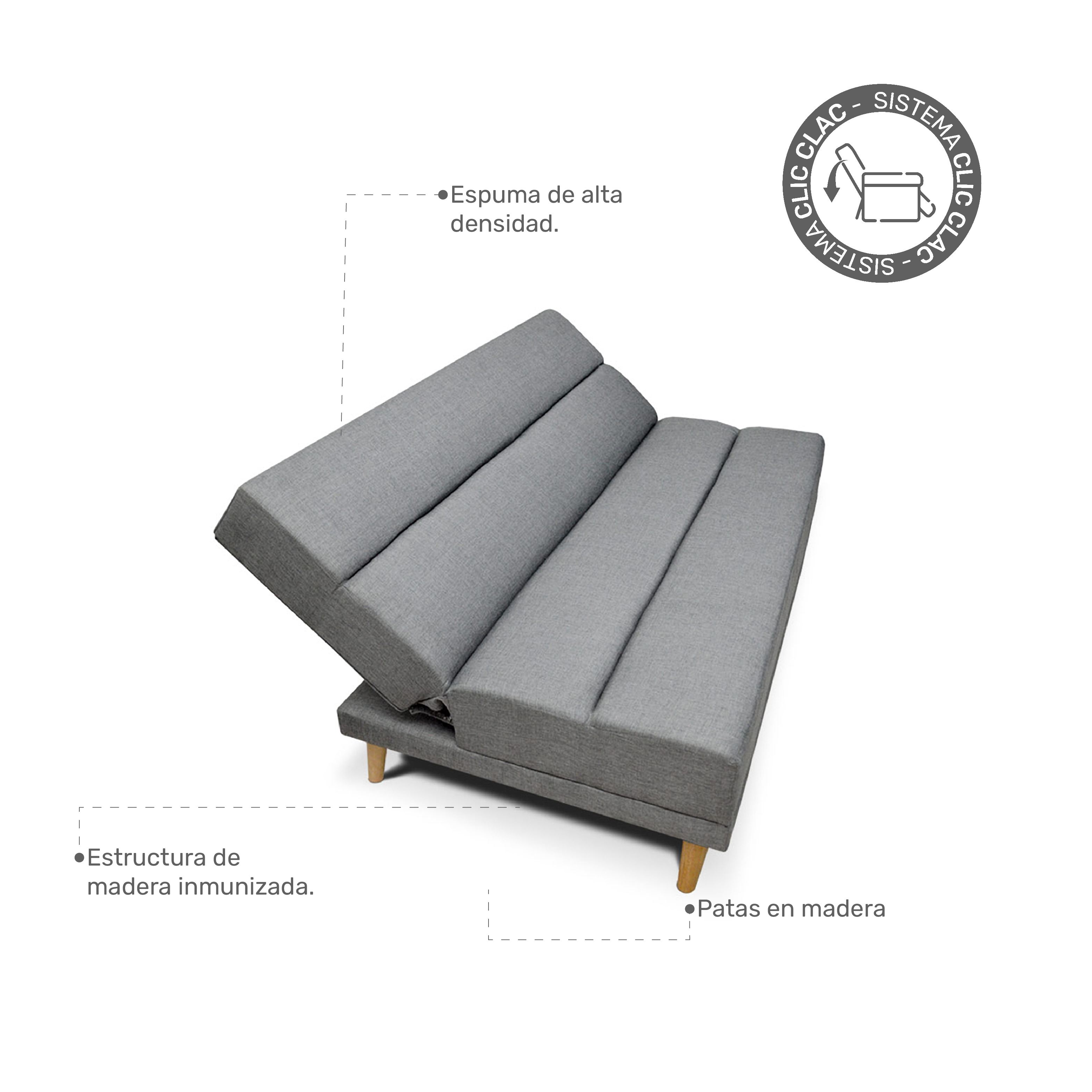 Sofa Cama Comfort Sistema clic clac en gris - Bertolini Colombia