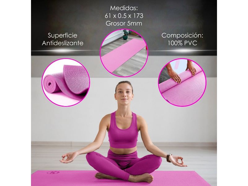 Colchoneta Yoga Mat Pilates Con Bolso De 5mm K6 - Fuscia - Agaval