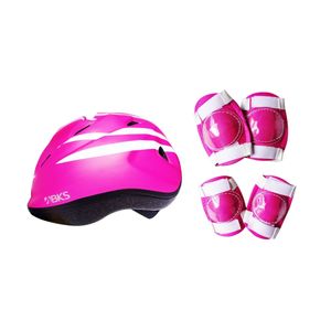 Kit Protección Niños Niñas Ciclismo Casco Rodilleras Coderas-Rosado