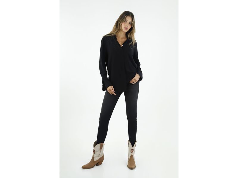 Camisa negra larga mujer clearance