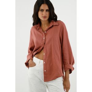 Camisa manga larga naranja para mujer