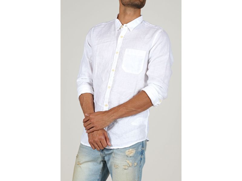 Camisa blanca lino online hombre