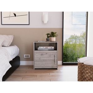 Mesa de Noche Brail, Humo, con espacio para colocar objetos decorativos ZF