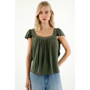 Camisa manga sisa con bolero verde para mujer
