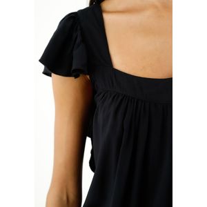 Camisa manga sisa con bolero negra para mujer