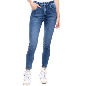High Waist Skinny Fit Jeans Tono Medio