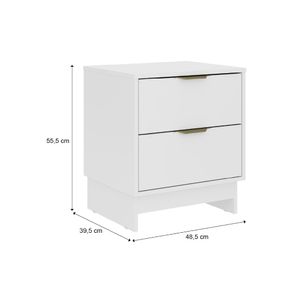Mesa de noche Maui en MDP 48cm 2 cajones Blanco