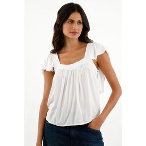 Camisa manga sisa con bolero blanca para mujer