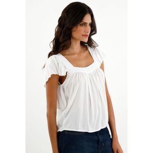 Camisa manga sisa con bolero blanca para mujer