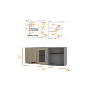 Gabinete Superior para Cocina Peper Bertolini Color Gris y Rovere