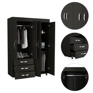 Armario Closet 119cm Isisi 4 puertas 3 cajones Wengue