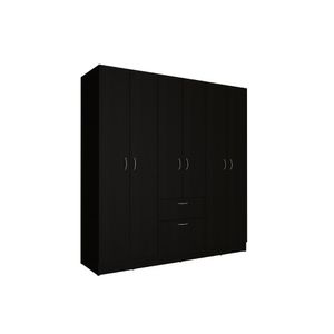 Armario Closet 162cm Luna 6 puertas 2 cajones Wengue y Blanco