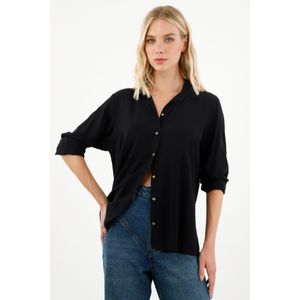 Camisa manga larga negra para mujer