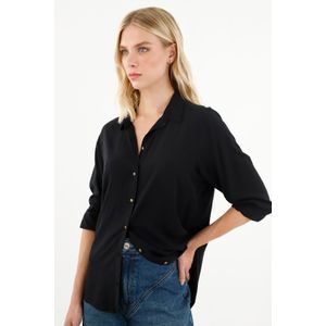 Camisa manga larga negra para mujer