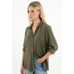 Camisa manga larga verde para mujer