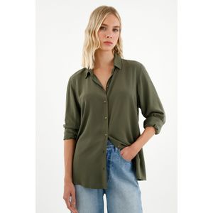 Camisa manga larga verde para mujer