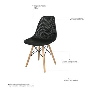 Silla 5CERO AIR para comerdor, sala, restaurante Bertolini Color Negra