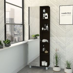 Mueble Esquinero para Baño con Espejo Facto Bertolini Color Wengue