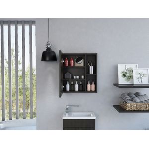 Gabinete de Baño Delhi, Wengue, con puerta espejo y varios entrepaños