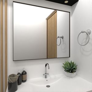 Espejo Rectangular Onix, Negro, con Estructura Metálica