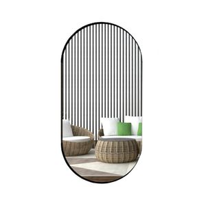Espejo Rectangular Lukman, Negro, con Marco En Estructura Metálica