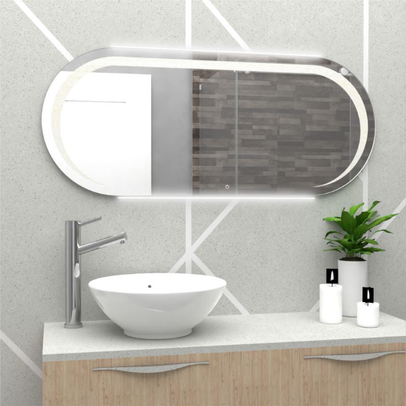 Espejo de baño picasso, beige, ideal para espacios reducidos zf - Madecentro