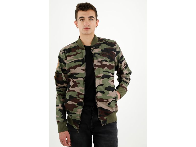 LOGEEYAR Chaqueta bomber para hombre, casual, ajustada, estampada, abrigo