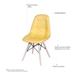 Silla 5CERO con botones para comerdor, sala, restaurante Bertolini Color Amarilla