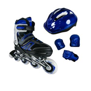 Patines En Linea Semiprofesionales Kit Blades Ajustables Con Protecciones Azul
