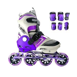 Combo Patines En Linea Semiprofesionales Canariam Speed Candy Con Protecciones Ajustables Morado