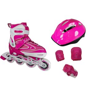 Patines En Linea Semiprofesionales Kit Blades Ajustables Con Protecciones Fucsia
