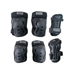 Combo Patines En Linea Semiprofesionales Roller Points Con Protecciones Ajustables Negro