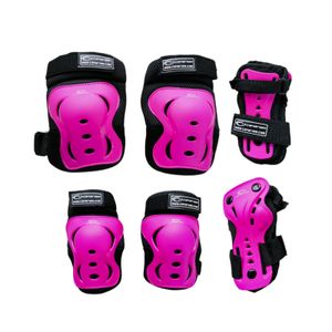 Combo Patines En Linea Semiprofesionales Roller Points Con Protecciones Ajustables Fucsia