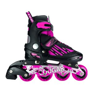 Patines En Linea Semirprofeisonales Cougar Ruedas Pequeñas Ajustables Fucsia