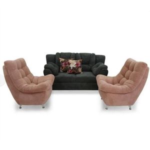 Juego de Sala E-madera Relax Negro y Rosado