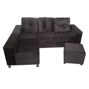 Juego de Sala E-madera en L Napoles Gris