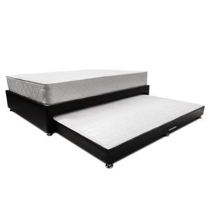 Combo cama Tarima negra + colchón  140 x 190 cm + almohadas