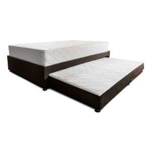 Combo cama Tarima café + colchón   140 x 190 cm + almohadas