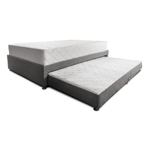 Combo cama Tarima gris + colchón  140 x 190 cm + almohadas
