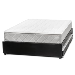 Combo cama Tarima negra + colchón  140 x 190 cm + almohadas