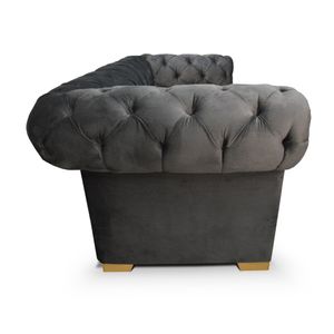 Sofá Chesterfield 3 puestos tela gris