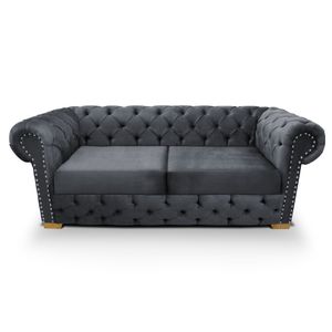 Sofá Chesterfield 3 puestos tela gris