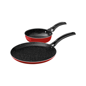 Juego Sartén y Panquequera Tramontina Roch en Aluminio con Revestimiento Interno Antiadherente Starflon Max y Externo Poliéster Rojo 02 Piezas