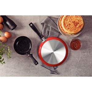 Juego Sartén y Panquequera Tramontina Roch en Aluminio con Revestimiento Interno Antiadherente Starflon Max y Externo Poliéster Rojo 02 Piezas