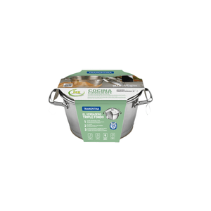 Cacerola honda Allegra de acero inoxidable con fondo triple y tapa de vidrio de 20 cm y 3,1 l Tramontina