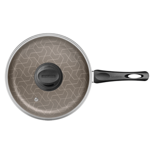 Sartén Recta Tramontina Paris en Aluminio con Revestimiento Interno y Externo Antiadherente Starflon Max Rojo con Tapa de Vidrio 24 cm 2,0 L