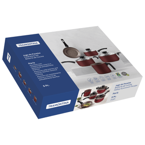 Batería de Cocina Tramontina Paris en Aluminio con Revestimiento Interno y Externo Antiadherente Starflon Max Rojo 5 Piezas